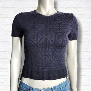 Fendi Vintage Black/Blue Bandage Fitted Crop Top Tee Shirt Size S/M 40 EU; 6 US